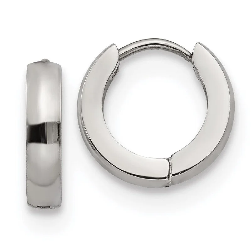 Heavy ring earrings-Stainless Steel Polished 3.0mm Hinged Hoop Earrings