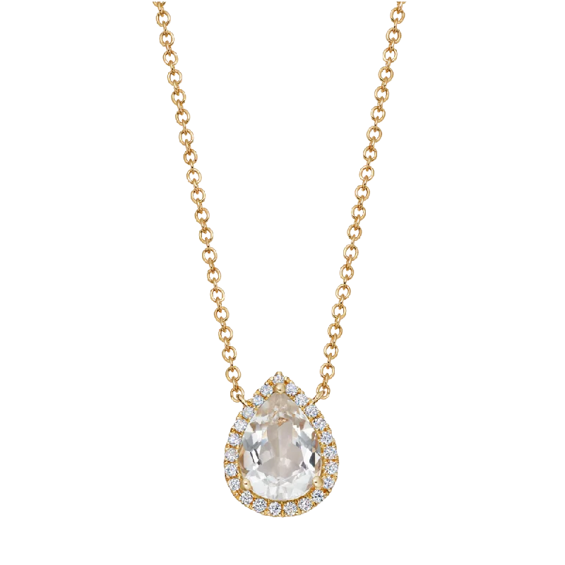 Half moon necklaces-Kiki McDonough Grace Pear White Topaz and Diamond Necklace