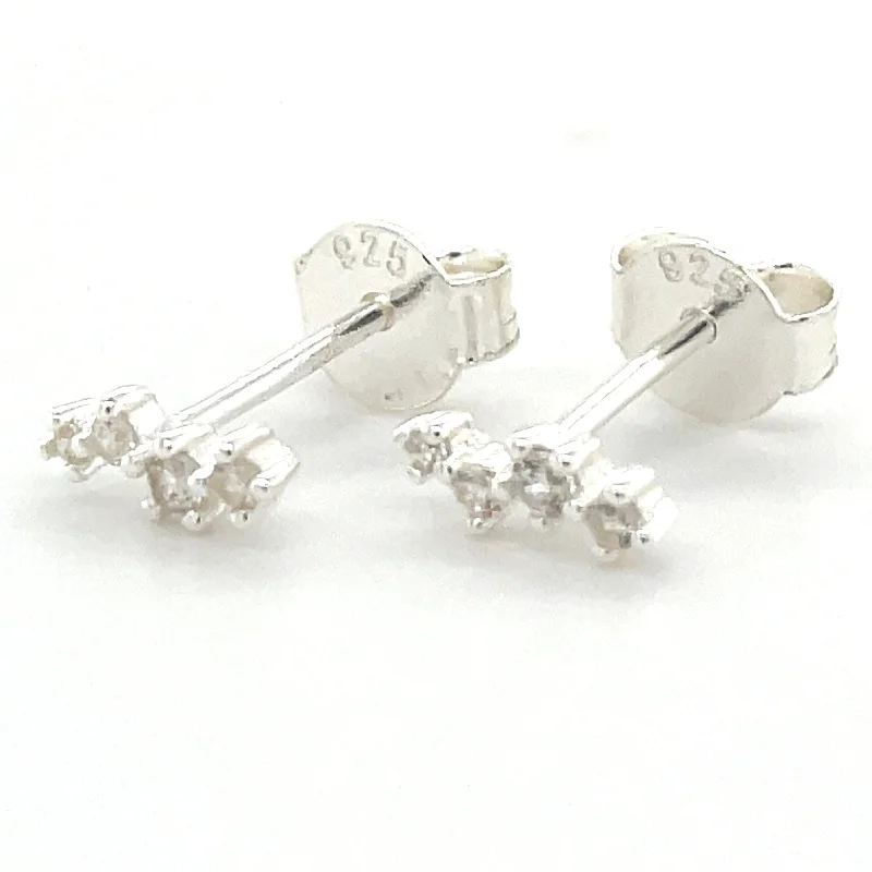 Fine pearl earrings-Sterling Silver Scattered Cz Earrings