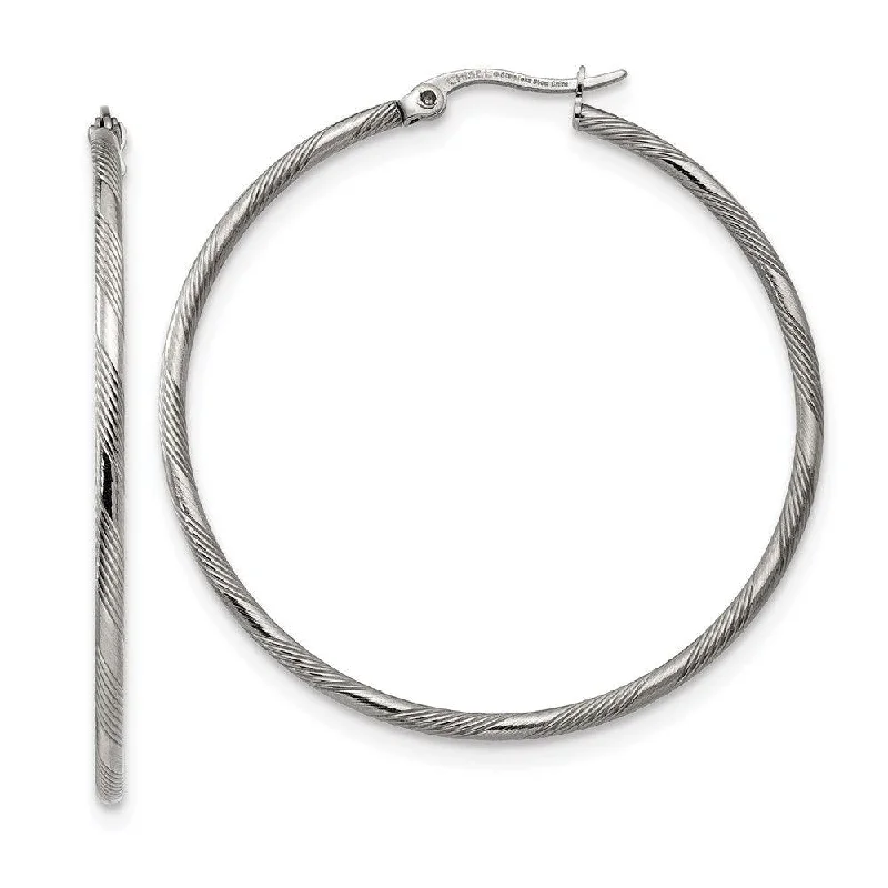 Bead weave earrings-Stainless Steel Polished and Textured Hinged Hoop Earrings