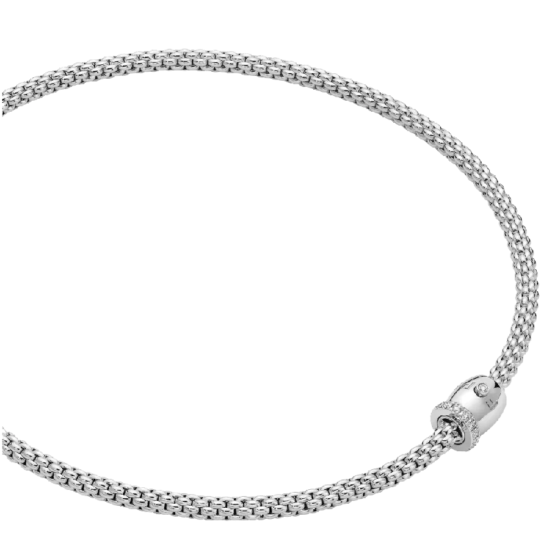 Cotton cord necklaces-FOPE Solo Flex'it Necklace with Ornamental Clasp and Diamond Pavé