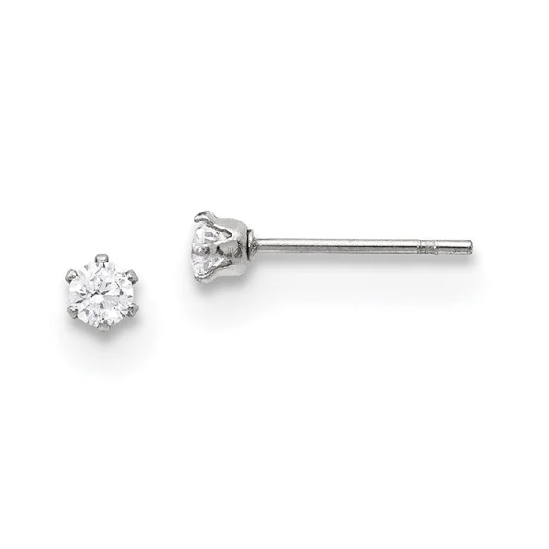 Light clay earrings-Stainless Steel Polished 3mm CZ Stud Post Earrings