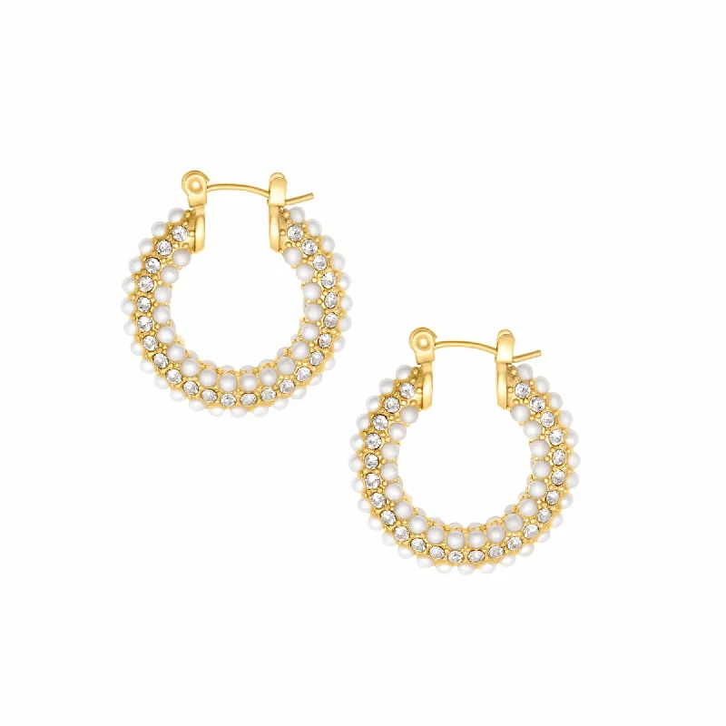 Soft threader earrings-Eloise Pearl Hoop Earrings