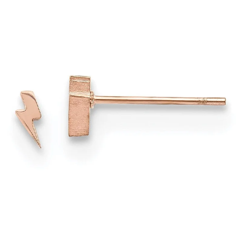 Playful pair earrings-Stainless Steel Polished Rose IP-plated Lightning Bolt Post Earrings