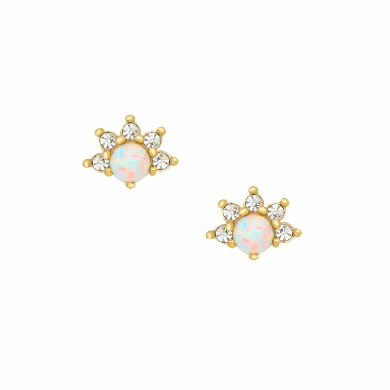 Coiled wire earrings-Birdie Opal Stud Earrings