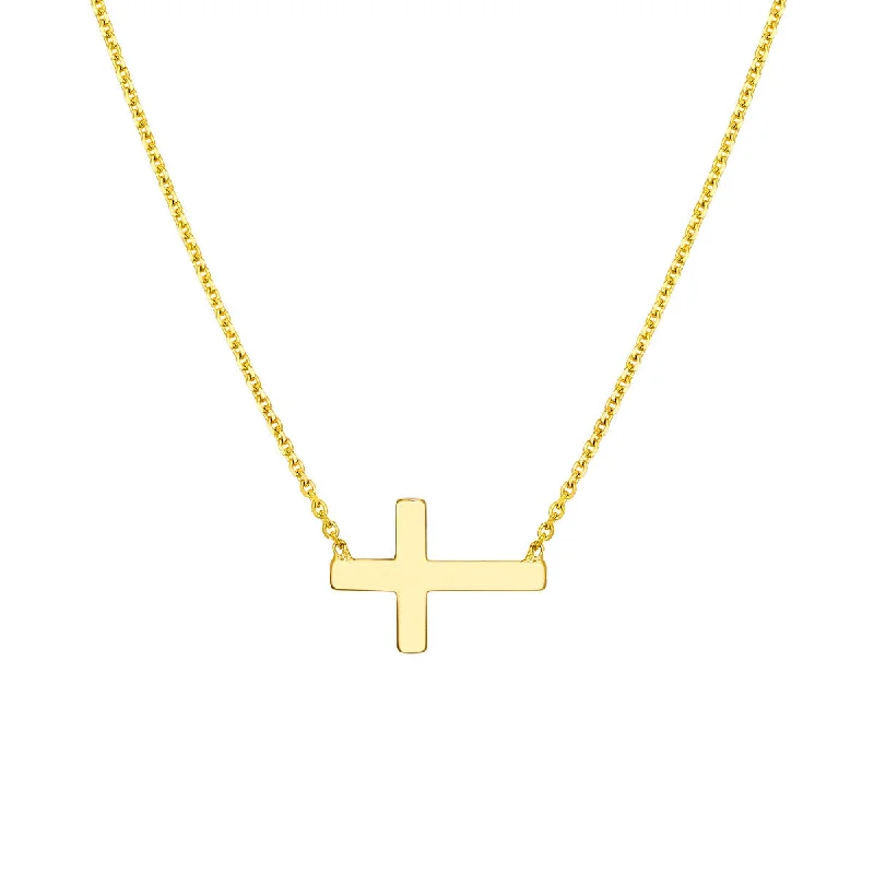 Half moon necklaces-Sideways Gold Cross 4690132