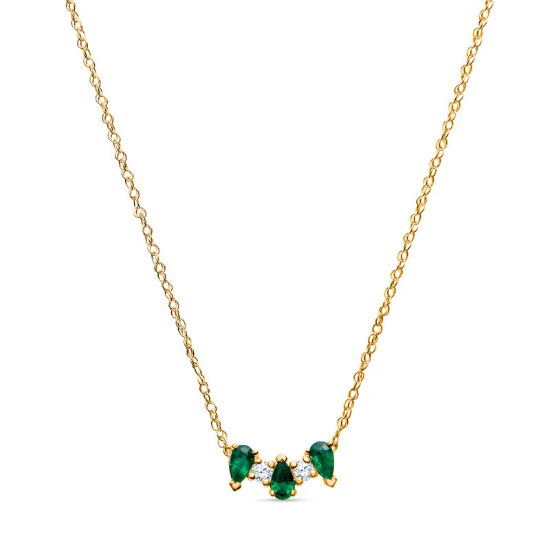 Bamboo weave necklaces-Pearshape Emerald Diamond Necklace