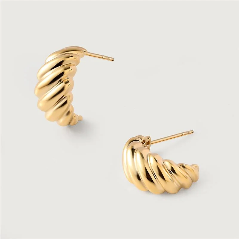 Shiny pearl earrings-Gold Essentials Croissant Hoop Earrings in 9K Gold