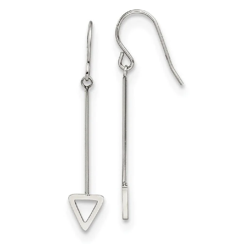 Shiny star earrings-Stainless Steel Polished Triangle Dangle Earrings