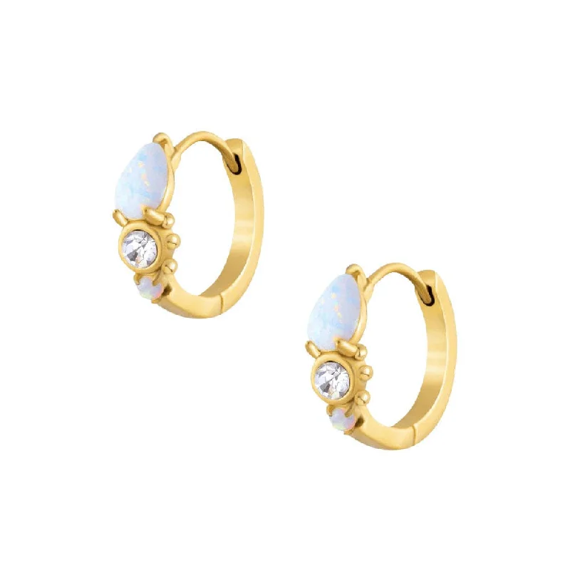 Wanderer weave earrings-Mirabel Opal Hoop Earrings