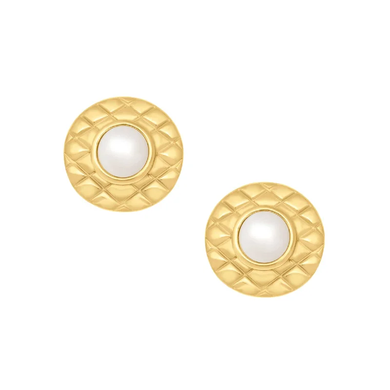 Onyx earrings-Diana Pearl Stud Earrings