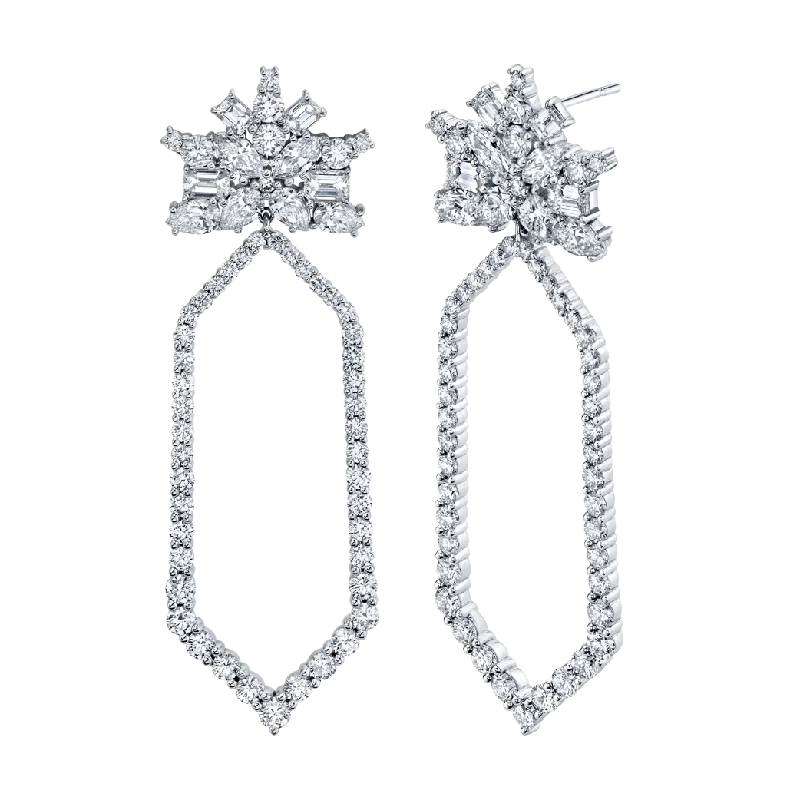 Half moon earrings-Contemporary Art Deco Diamond Earrings