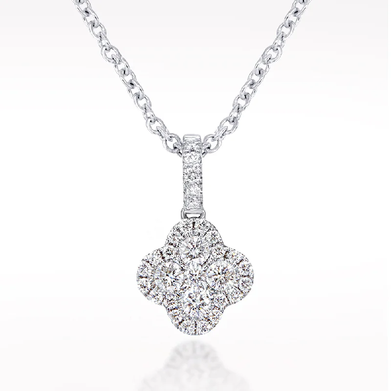 Twist knot necklaces-Illusion 0.28ct Diamond White Gold Necklace