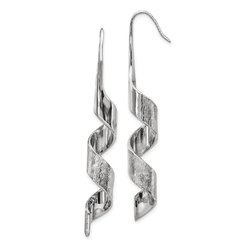 Broad hoop earrings-Stainless Steel Swirl Dangle Earrings