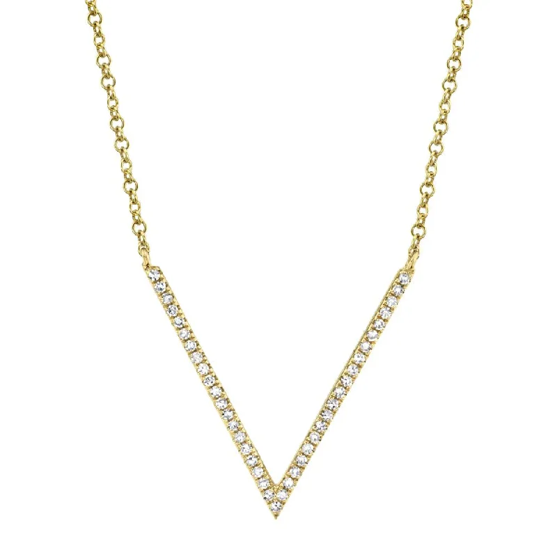 Round drop necklaces-V Diamond Necklace 4690110