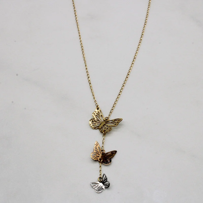 Glossy gold necklaces-18k Tri Tone Gold Butterfly Necklace | 16" |