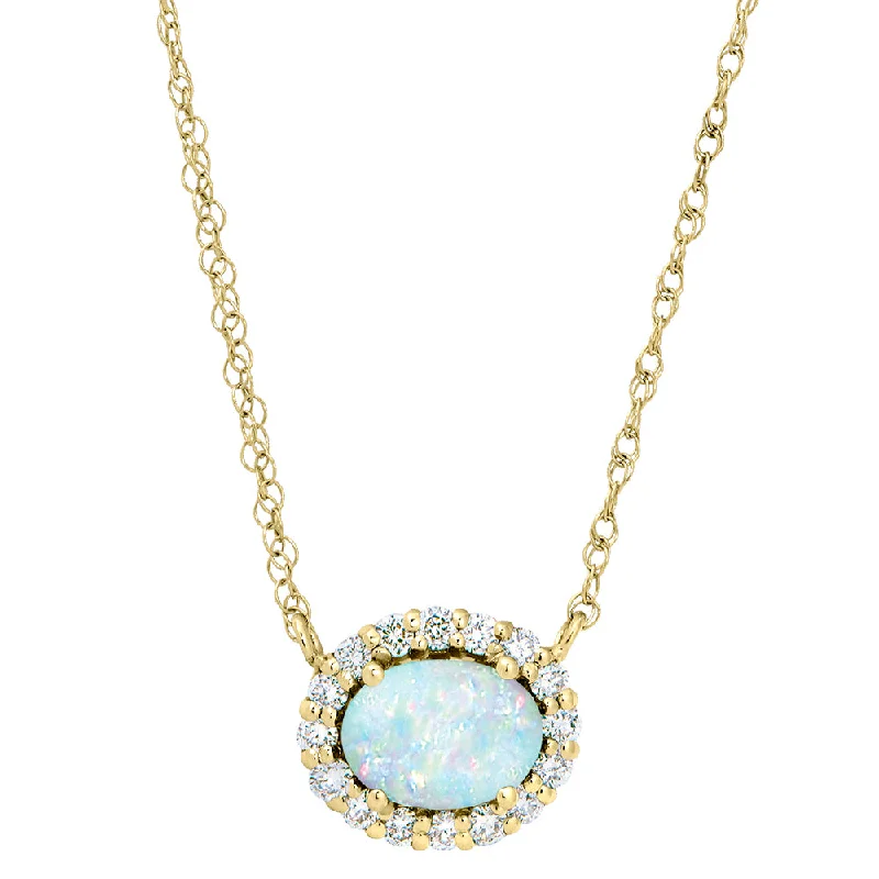 Drape-style necklaces-Halo Opal and Diamond Necklace