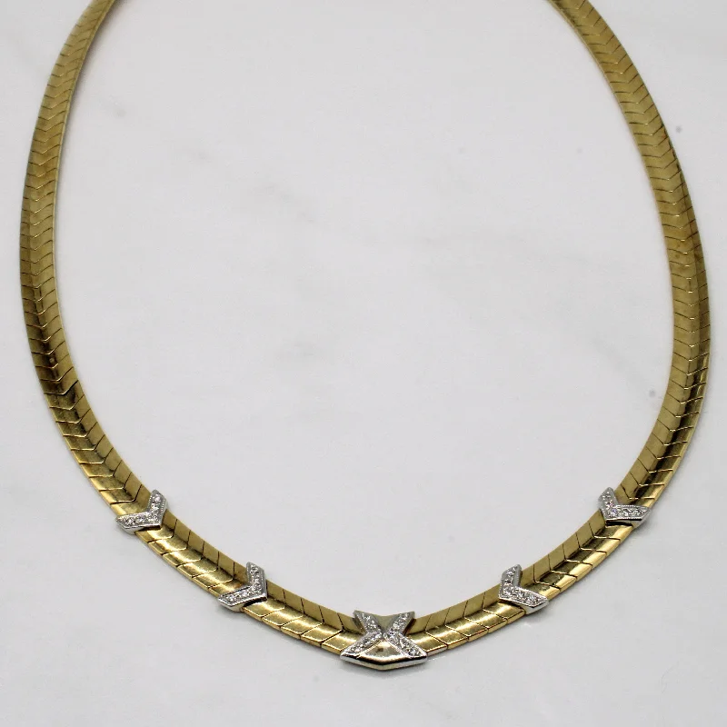 Tribal medallion necklaces-Diamond 14k Gold Cocktail Necklace | 0.12ctw | 18" |