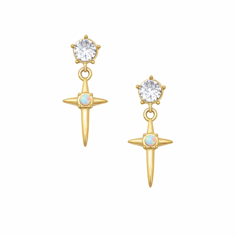 Simple cross earrings-Kira Opal Stud Earrings