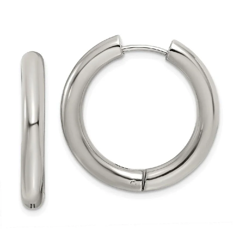 Overhand knot earrings-Stainless Steel Polished 4mm Hinged Hoop Earrings