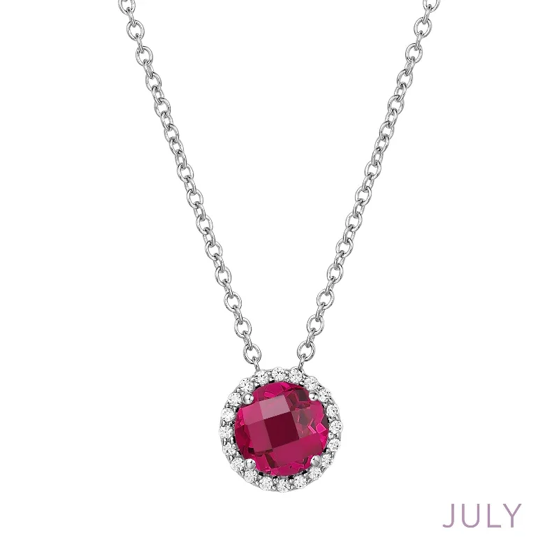 Retro deco necklaces-Lafonn Birthstone Round July Ruby Necklace BN001RBP18