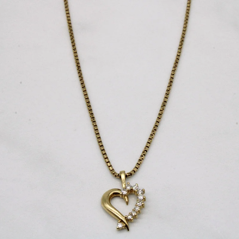 Woven knot necklaces-Diamond Heart Pendant Necklace | 0.13ctw | 22" |