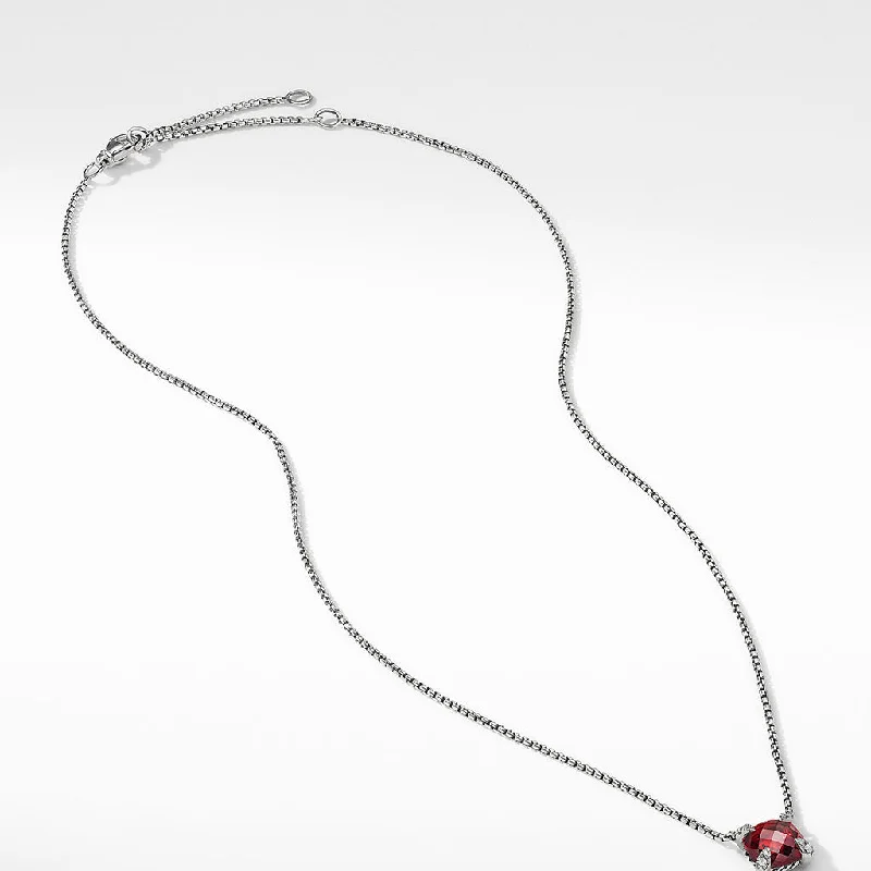 Leaf motif necklaces-David Yurman Chatelaine Pendant Necklace with Rhodolite Garnet and Diamonds