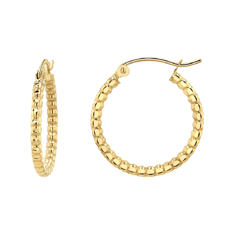 Onyx earrings-Diamond Cut Bead Hoop Earrings