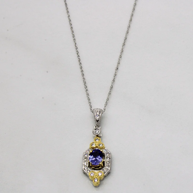 Soft cord necklaces-Tanzanite & Diamond Pendant & Necklace | 0.32ct, 0.14ctw | 18" |