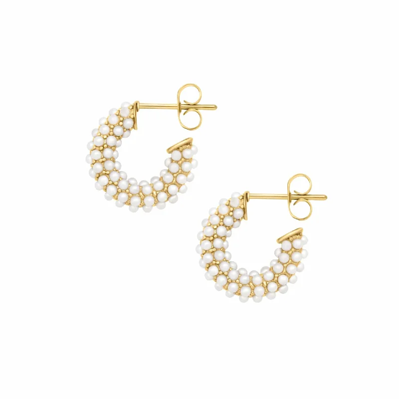 Thin hoop earrings-Senorita Pearl Hoop Earrings