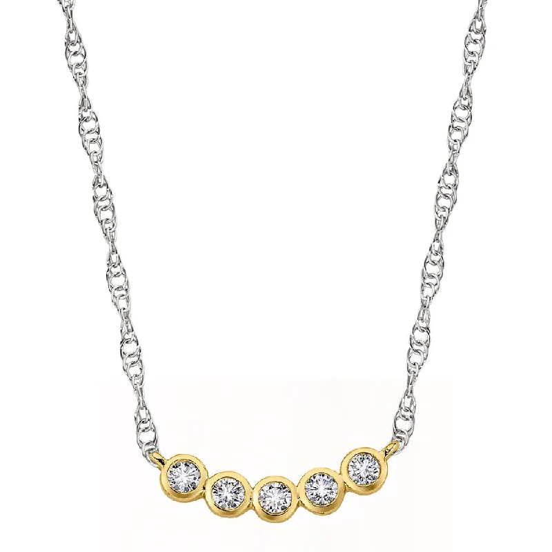 Glossy enamel necklaces-Five Stone Modern Diamond Necklace