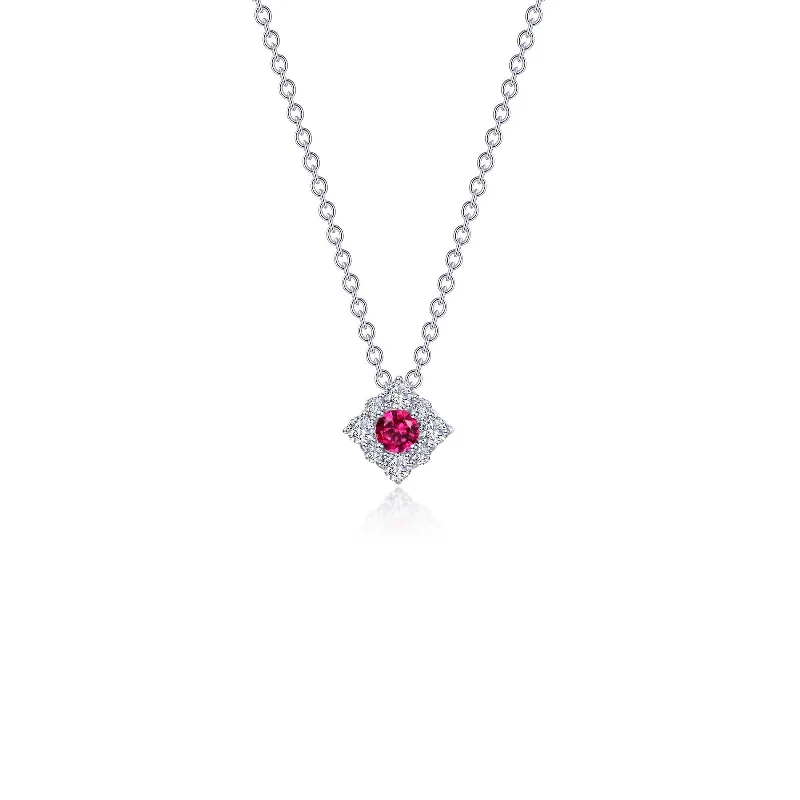 Sapphire stone necklaces-Lafonn Classic Ruby Necklace N0324CRP18