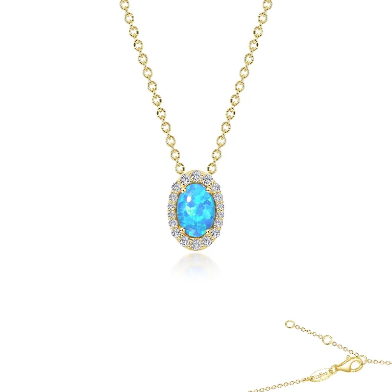 Snap clasp necklaces-Lafonn Classic Oval Blue Blue Opal Necklace P0204BOG18