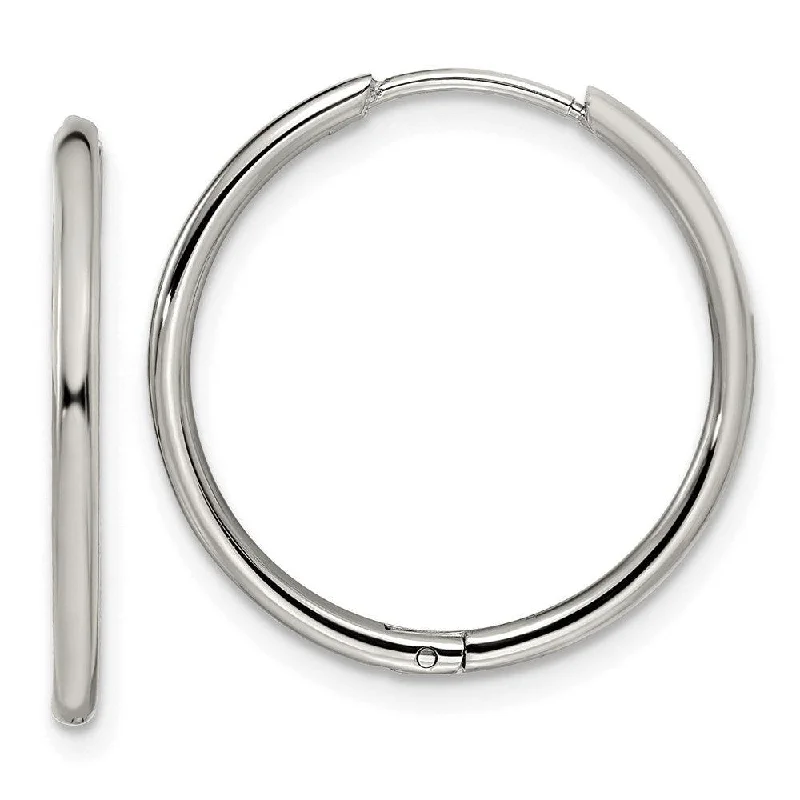 Victorian flair earrings-Stainless Steel Polished 1.6mm Hinged Hoop Earrings