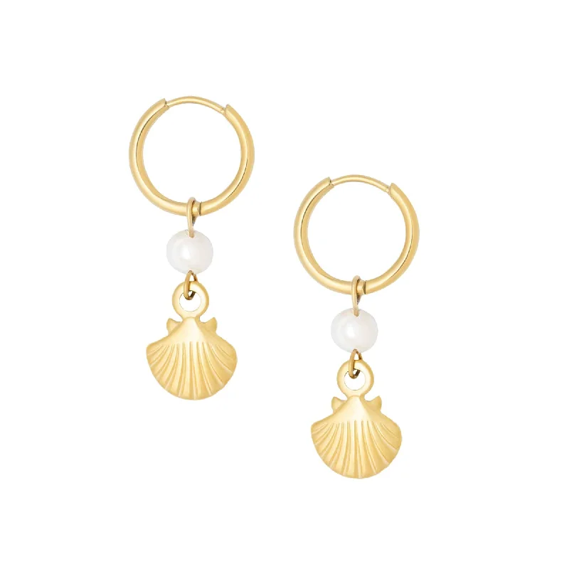 Rough texture earrings-Dory Pearl Hoop Earrings