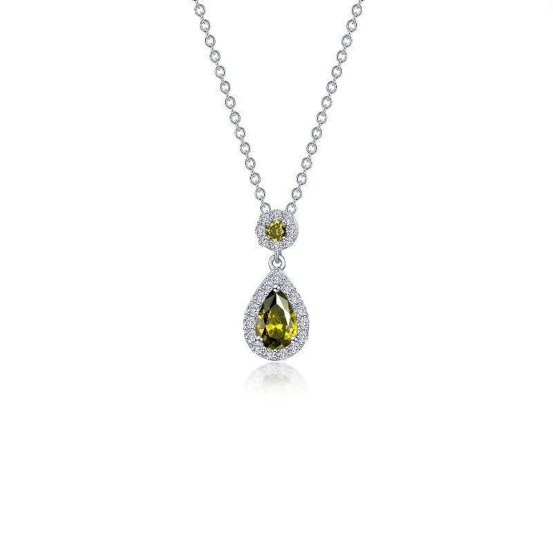 Spinel necklaces-Lafonn Classic Pear Olive Green Necklace N0318OVP20