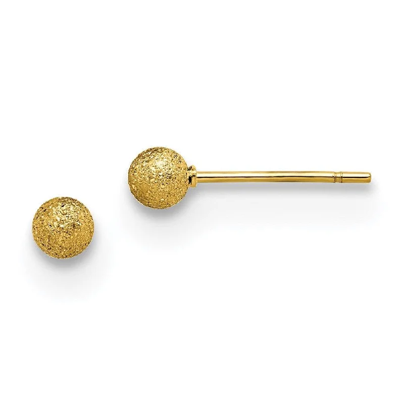 Topaz earrings-Stainless Steel Polished Laser cut Yellow IP-plated 4mm Ball Post Earrings