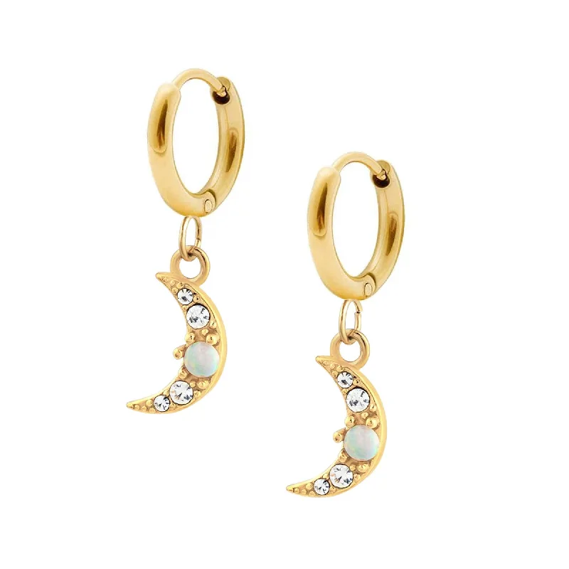 Bright druzy earrings-Golddust Opal Hoop Earrings