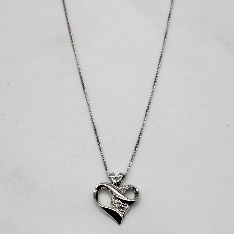 Angled design necklaces-Diamond Heart Necklace | 0.04ctw | 18" |