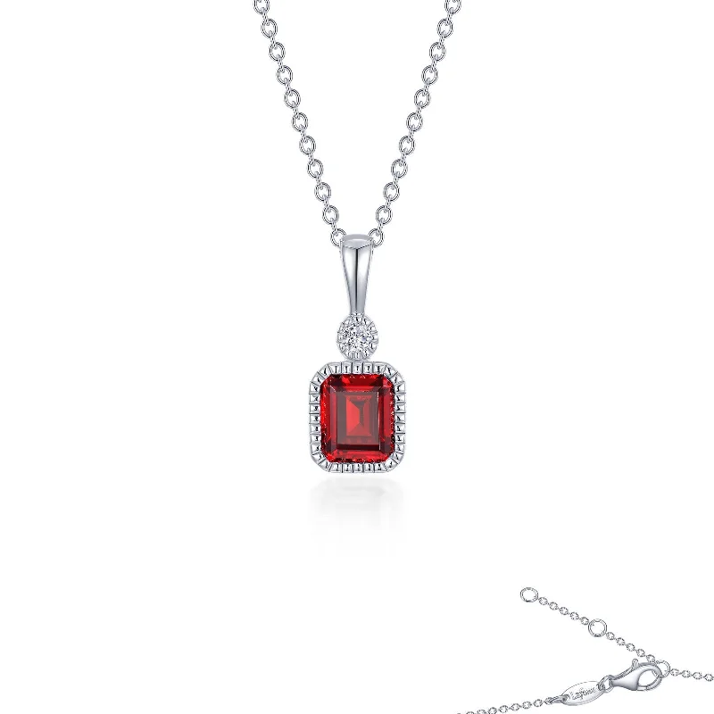 Topaz necklaces-Lafonn Birthstone Emerald January Garnet Necklace BP009GNP20