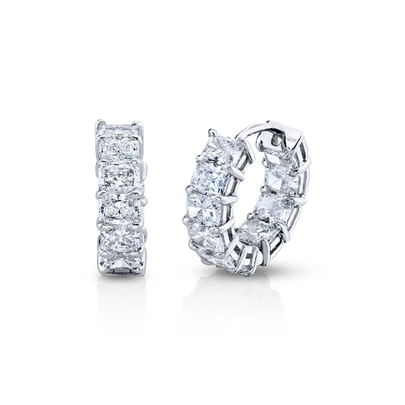 Fine triangle earrings-4.16 Carat Radiant-Cut Diamond Huggies