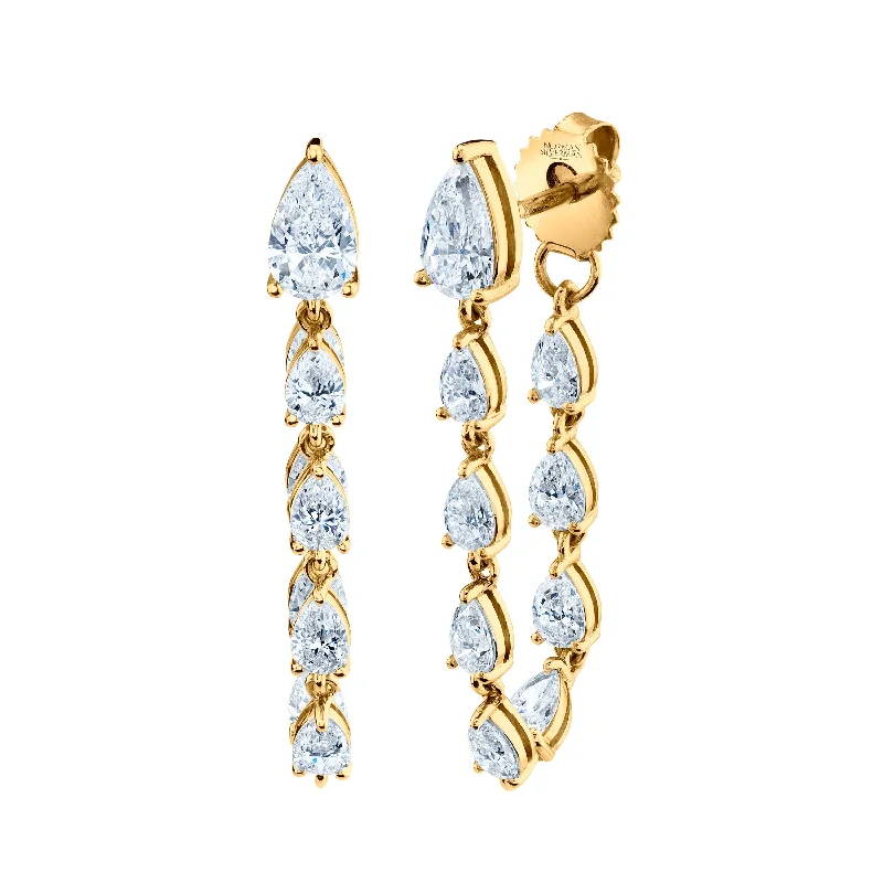 Solid statement earrings-Pear Shape Diamond Loop Earrings