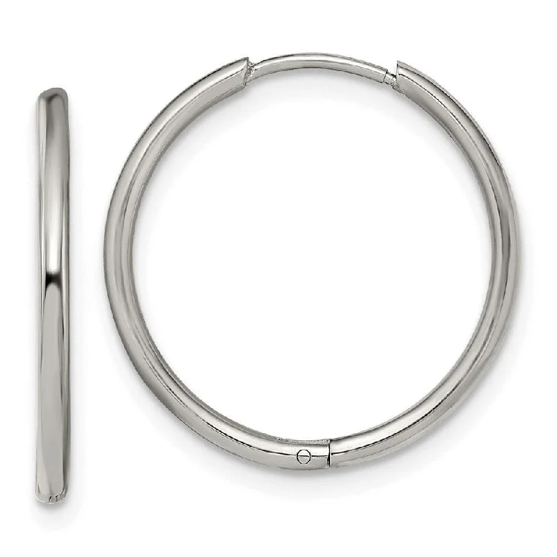 Small dot earrings-Stainless Steel Polished 1.6mm Hinged Hoop Earrings