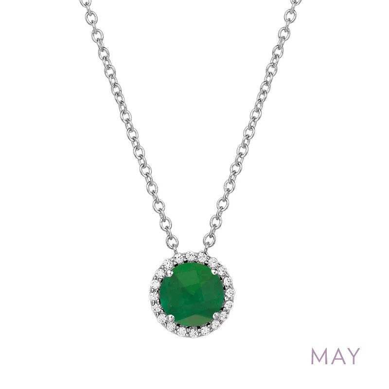 Sharp-line necklaces-Lafonn Birthstone Emerald May Necklace BN001EMP18