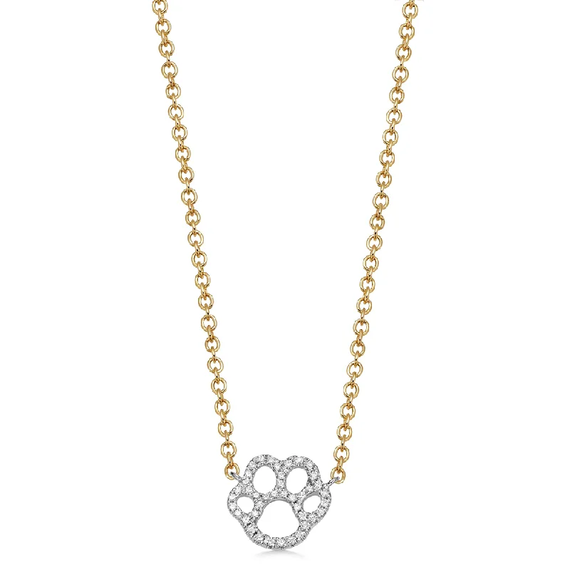 Retro medallion necklaces-Kiki McDonough Memories Diamond Paw Print Necklace