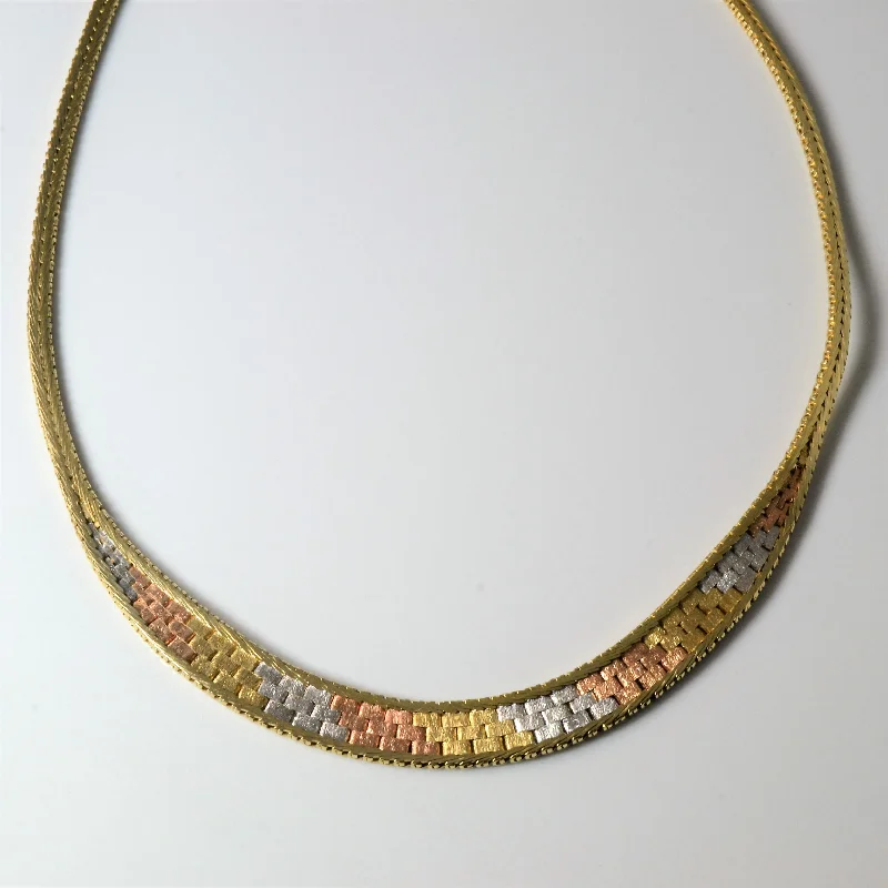 Vivid gem necklaces-Tri Tone Tapered Woven Necklace | 15" |