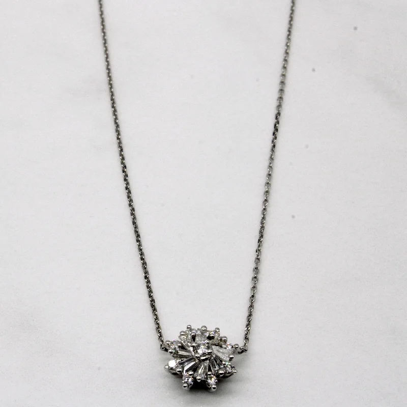 Soft cord necklaces-Mixed Cut Diamond Cluster Necklace | 0.49ctw | 17" |