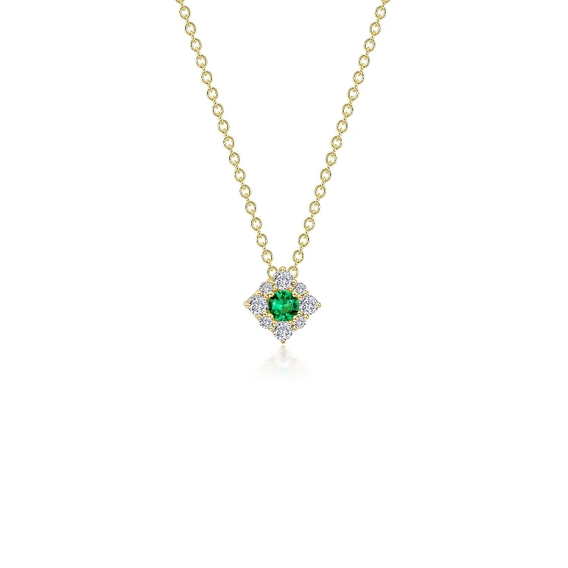 Twist knot necklaces-Lafonn Classic Emerald Necklace N0324CEG18