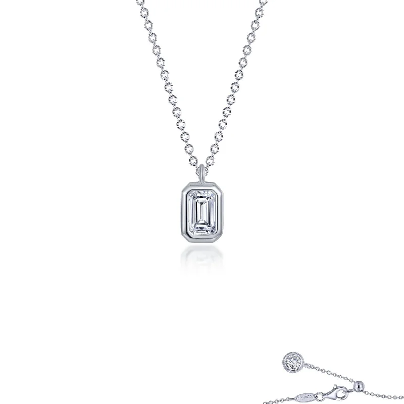 Solid link necklaces-Lafonn Classic Emerald Diamond Necklace N0313CLP16