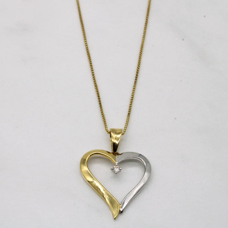 Linen braid necklaces-Diamond Two Toned Heart Necklace | 0.04ct | 17" |